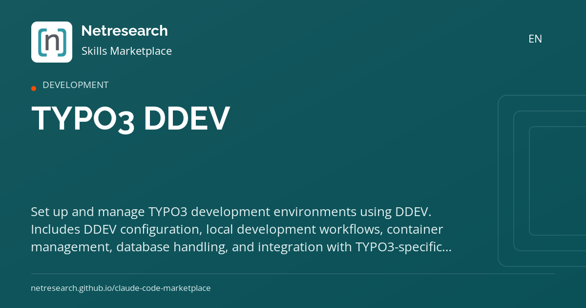 TYPO3 DDEV · Netresearch Skills Marketplace