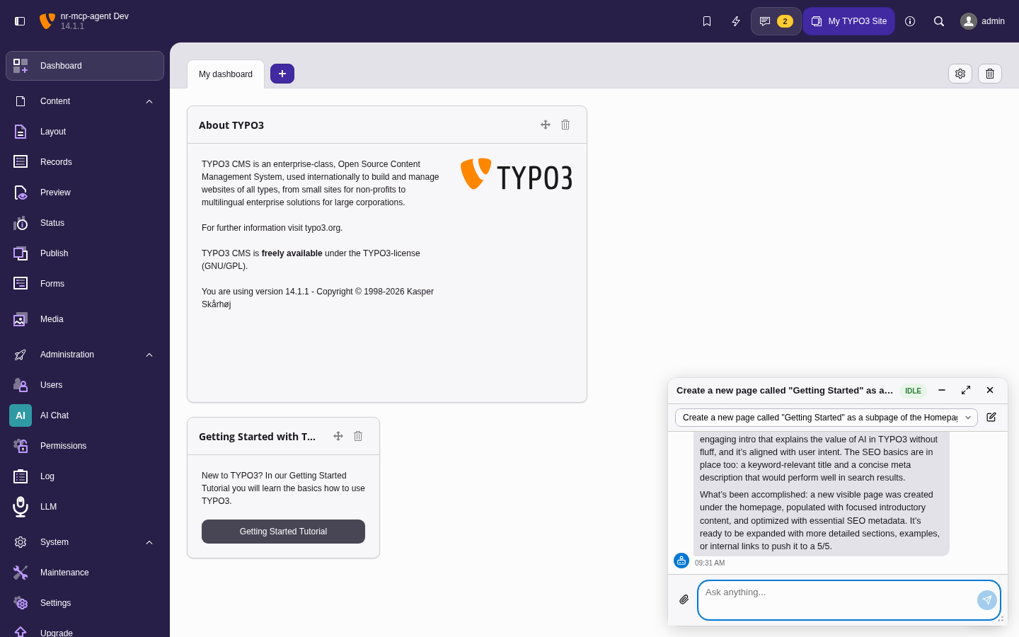 Floating chat panel in expanded state