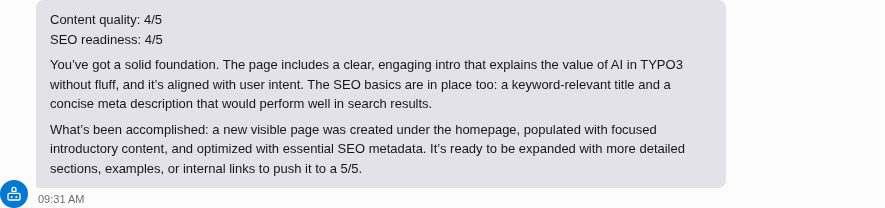 AI response rendered as Markdown